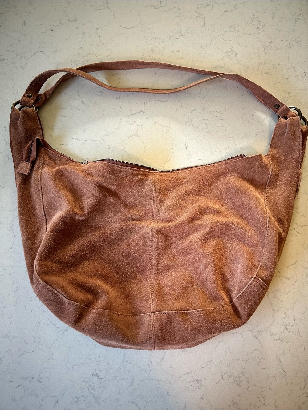 Free People Suede Roma Tote in Rust With 2 FP Bag Charms & Tilly Scarf - Picture 11 of 16